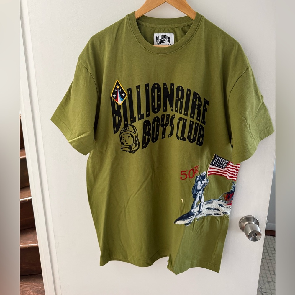 Men’s Billionaire Boys Club Olive Green Embroidered Graphic Tee Size M